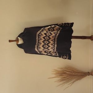 Free People Fair Isle Split Neck Wool Blend Sweater